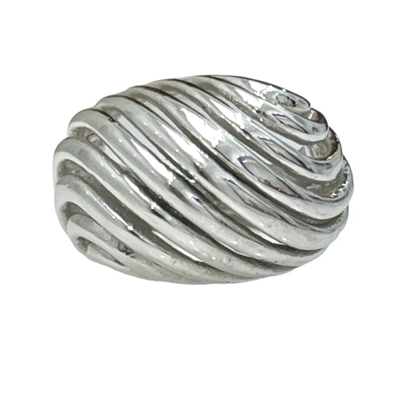 VINTAGE 18KHGE SILVER DOME RING SIZE 6 - Picture 4 of 14